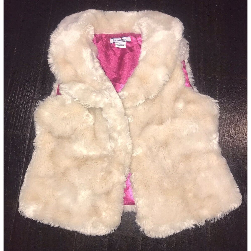 Hartstrings Girls Cream Faux Fur Vest 4T Toddler Soft Cozy